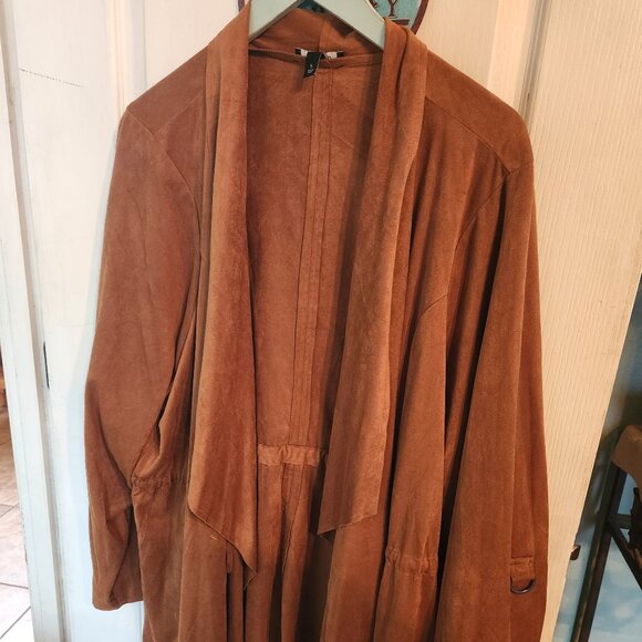 Torrid Faux Suede Drape Open Front Anorak Jacket Plus Size 5 - Picture 1 of 9